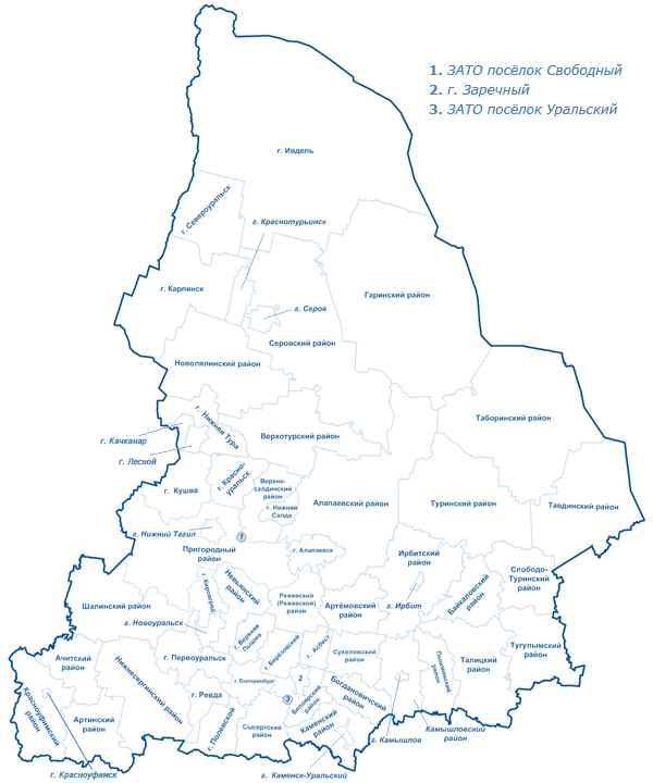 Карта Свердловской области